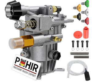 Electric pressure washer color-coded nozzle guide showing different spray patterns and safety recommendations