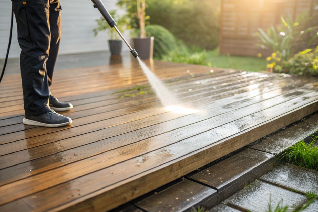 pressure washing deck