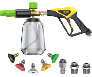 Contractor selecting nozzle for pressure washer